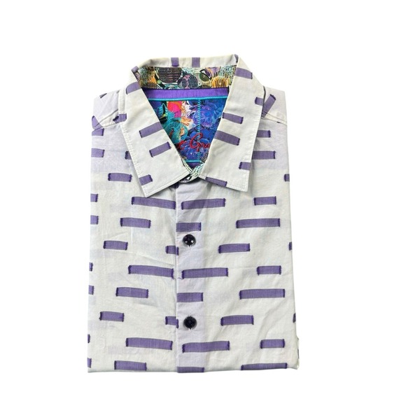 Robert Graham Other - Robert Graham White Purple Abstract AOP S/S Button Front Size Medium